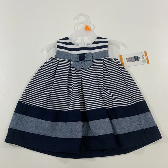 Bonnie Jean Other - Bonnie Jean Girls Dress 12M Sleeveless Striped Dress Navy Blue White 12M